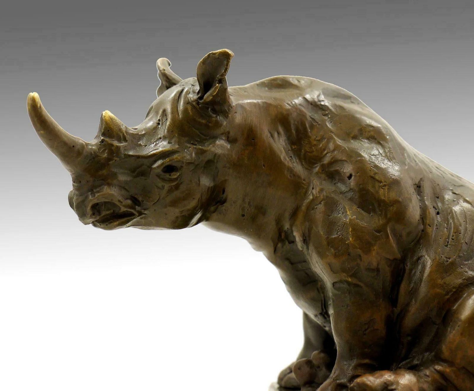 Bronze Sculpture Of A Rhinoceros, Contemporary Work, Xxist Century. photo buy