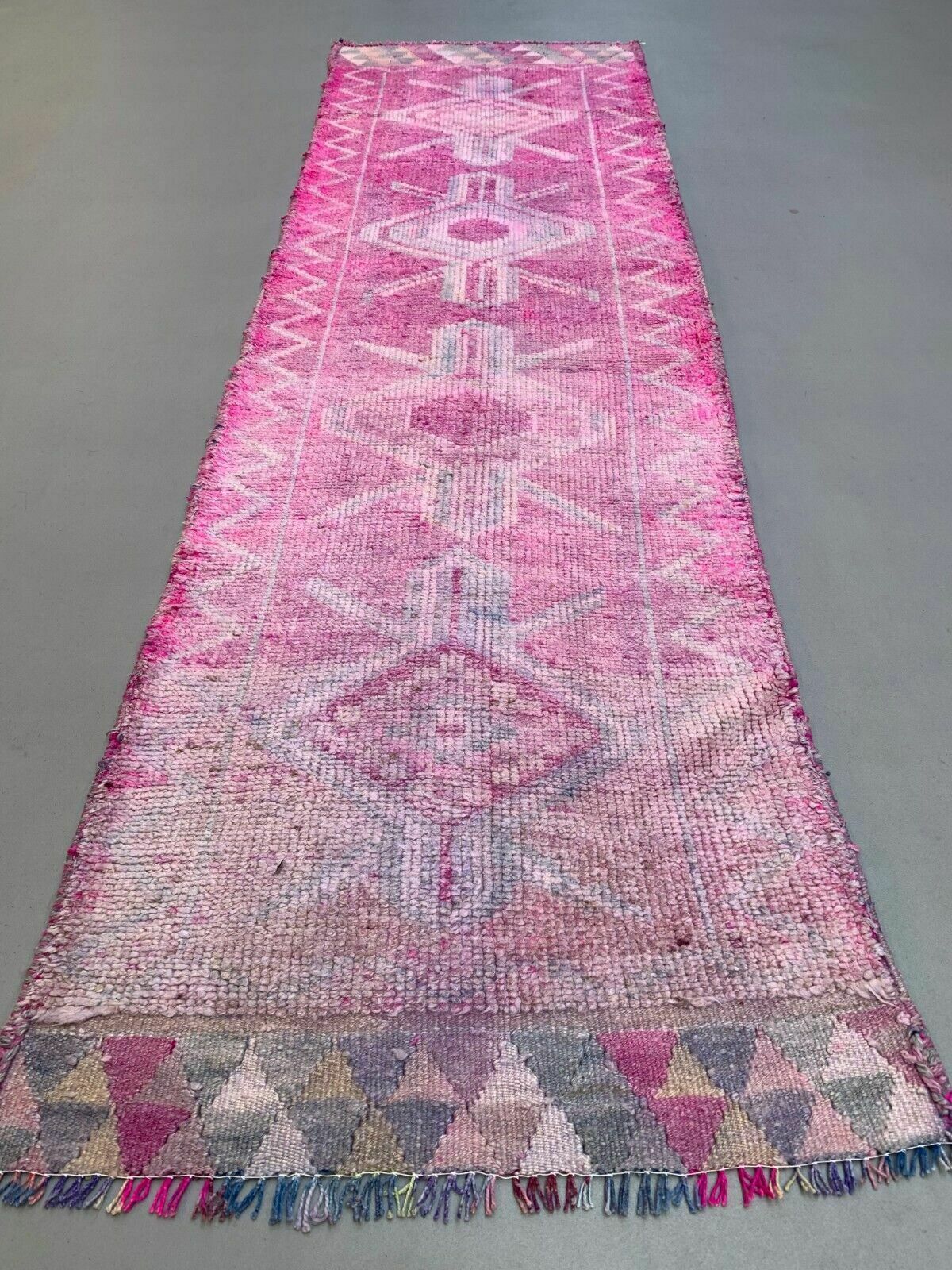 Vintage Turkish Tribal Runner 318x90 Cm Veg Dye Wool Rug Tribal, Handmade photo furniture