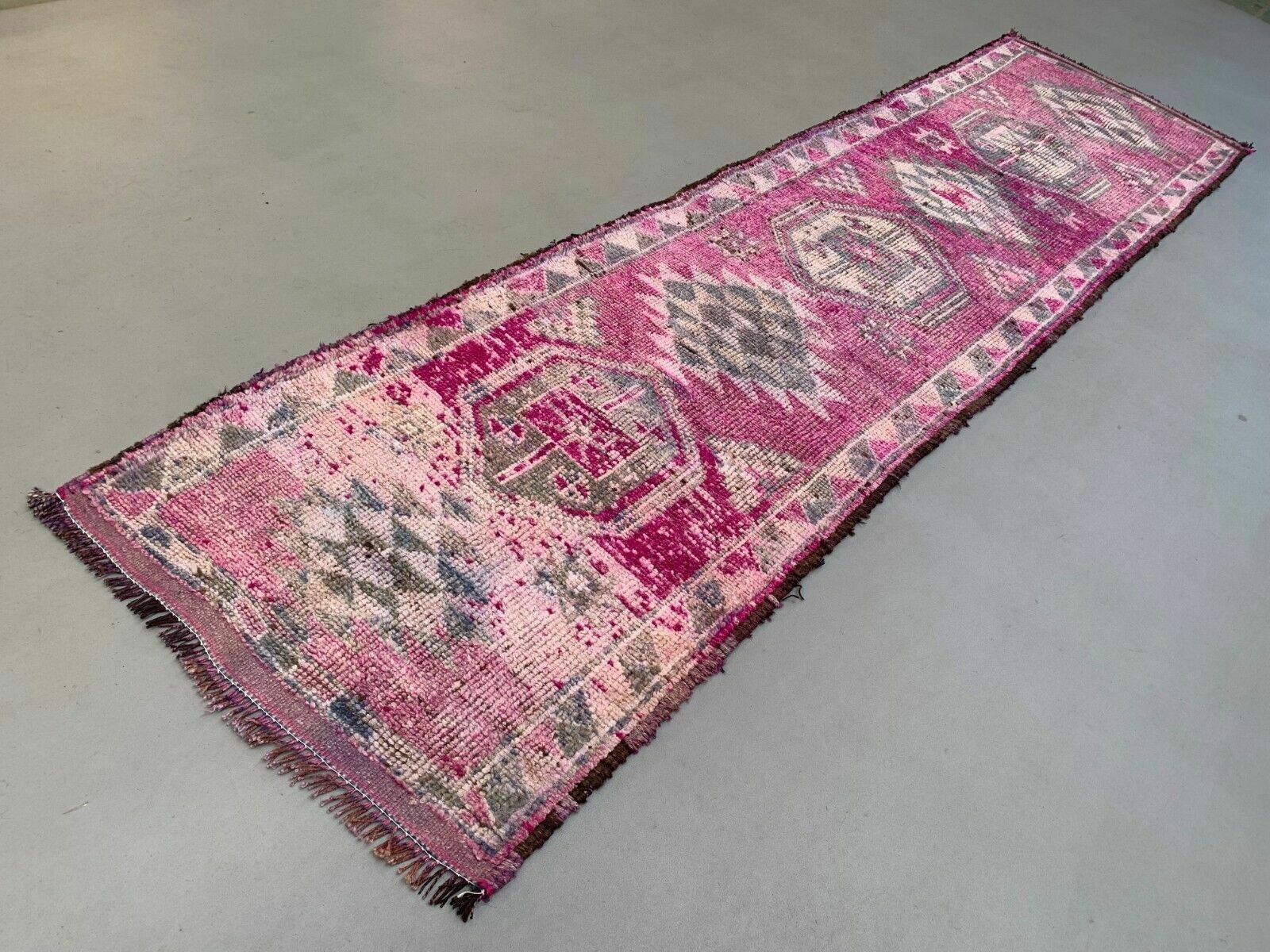 Vintage Turkish Tribal Runner 355x90 Cm Veg Dye Wool Rug Tribal, Handmade photo Textiles