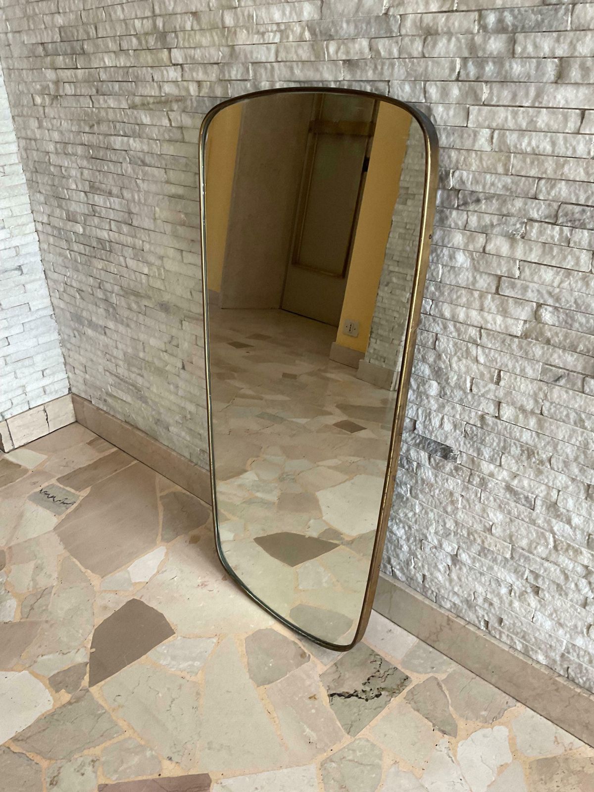 Pietro Chiesa   Mirror With Brass Frame   Fontanarte Made In Italy 1950s photo for sale