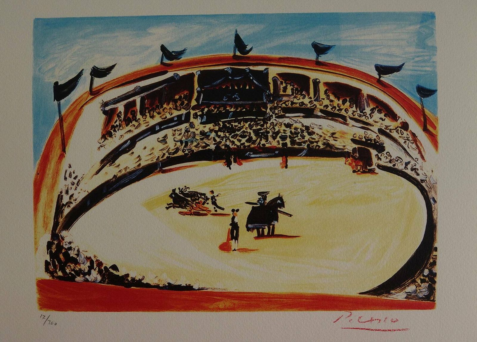 Fine Cubist Limited Edition Print   Bull Fight, Pablo Picasso, Hand Signed & Stamped