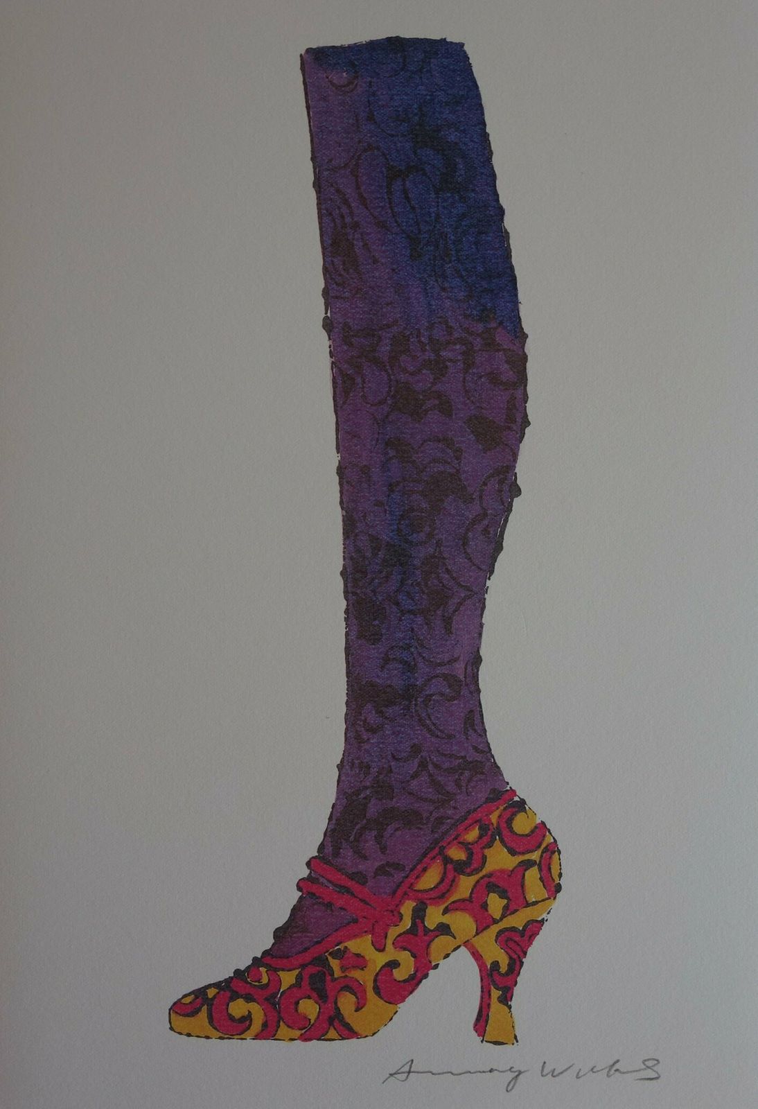 Fine Pop Art Limited Edition Illustration Print   Shoe, Andy Warhol, Signed & Stamped With Estate Stamp, Trial Proof