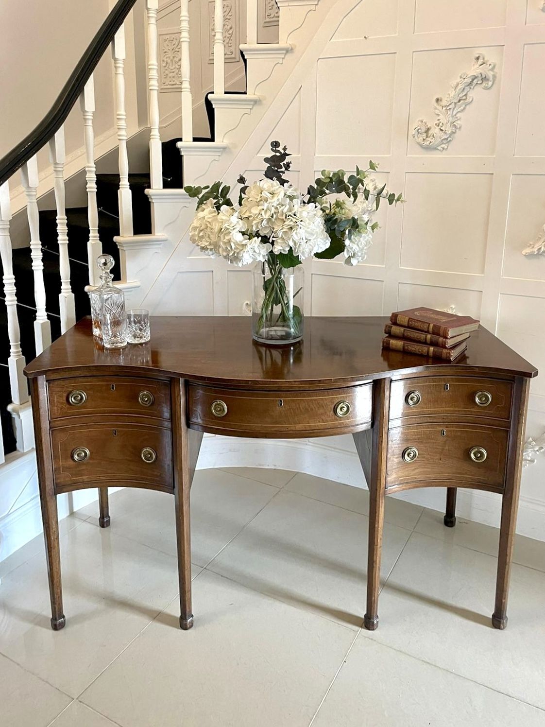 photo furniture Unusual Antique George III Quality Mahogany Serpentine Shaped Sideboard