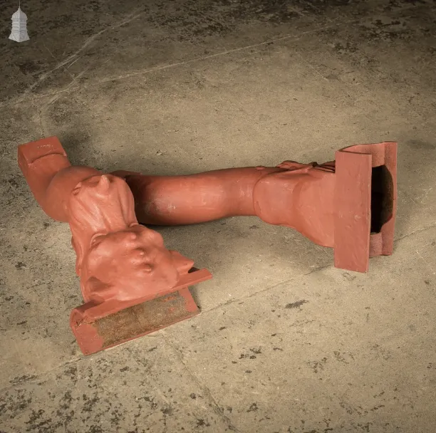 photo for sale Running Outlet Offset Swan Neck, Dragon Head Design Downpipe Joints, Cast Iron Finished In Red Oxide Paint