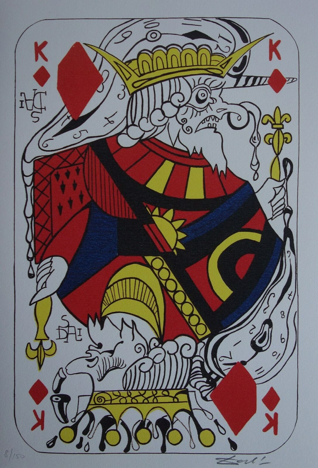 Fine Surrealist Limited Edition Print, Surreal Playing Cards   King   Diamonds, Salvador Dali, Signed & Numbered In Pencil photo buy