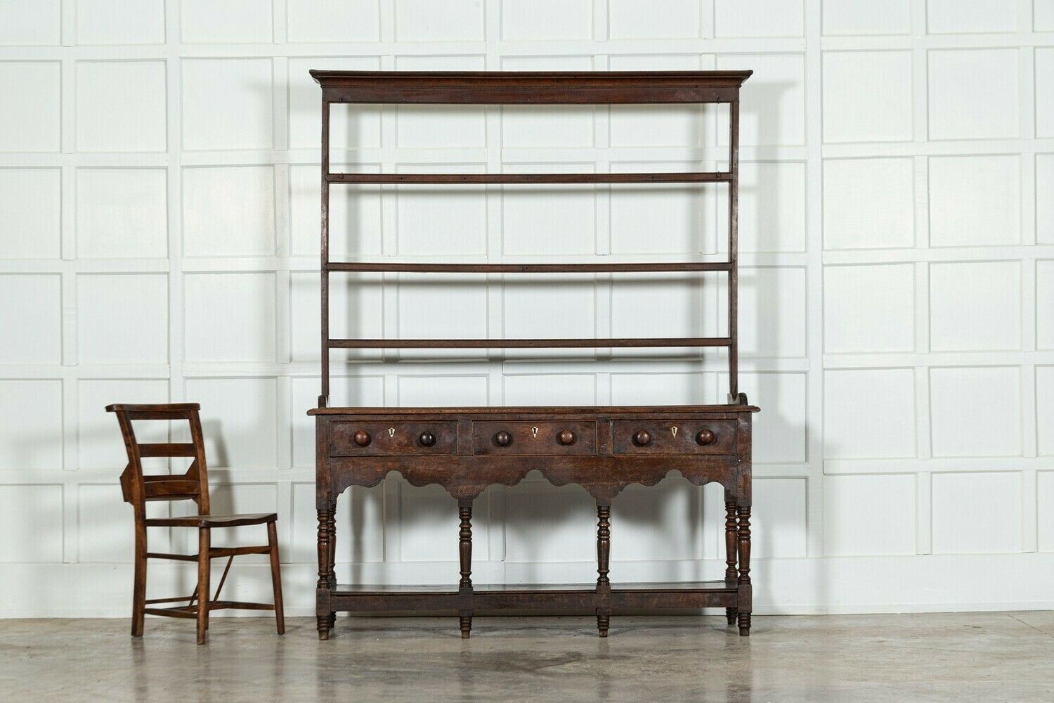 18thc English George II Oak Potboard Dresser photo Furniture
