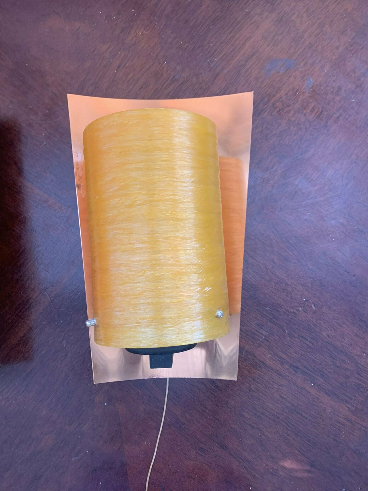 Pair Of Orange Super Scarce Iconic Vintage Retro Copper & Spun Fibreglass 60s Wall Lights Mcm photo for sale