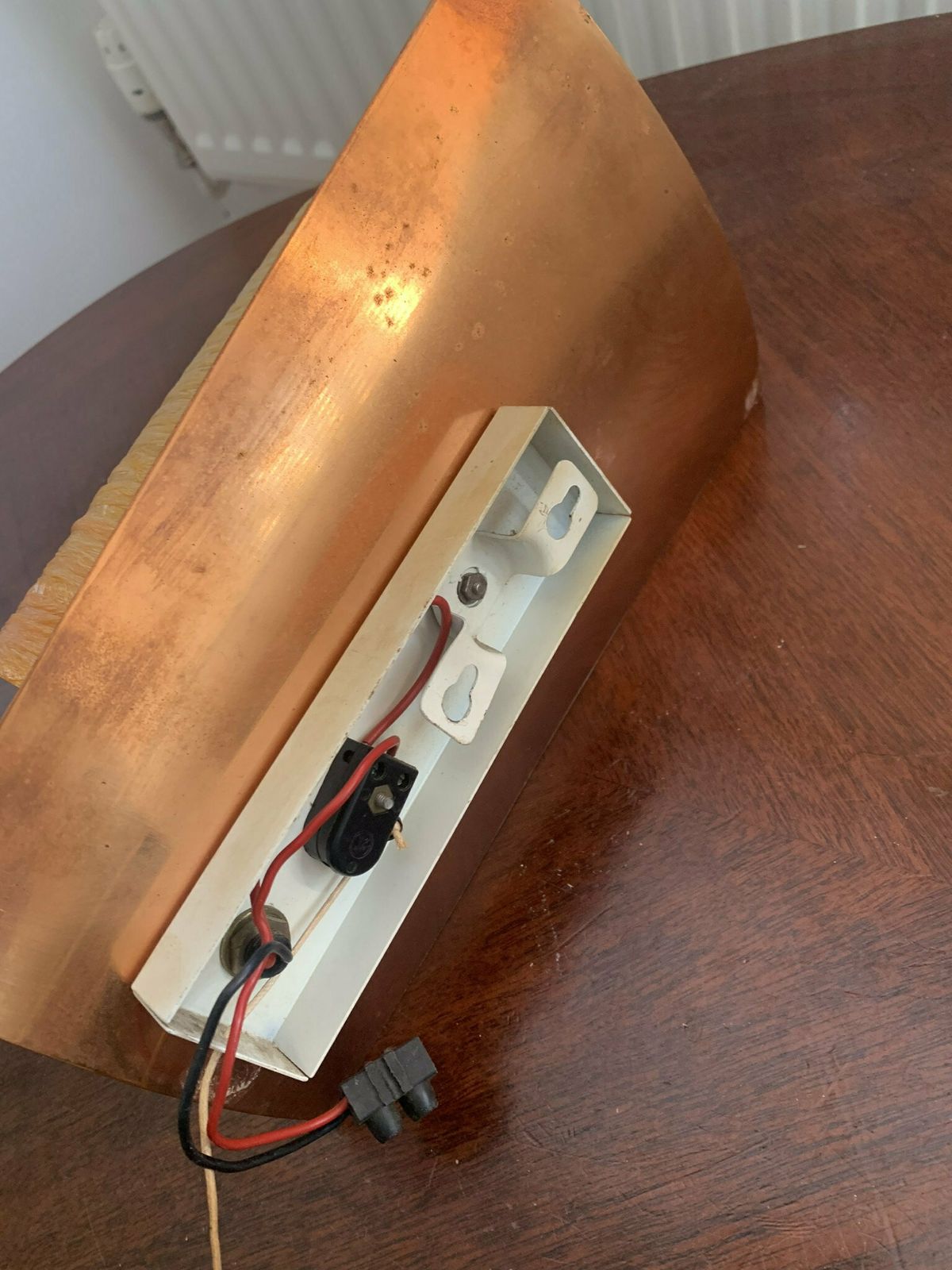 Pair Of Orange Super Scarce Iconic Vintage Retro Copper & Spun Fibreglass 60s Wall Lights Mcm photo vintage