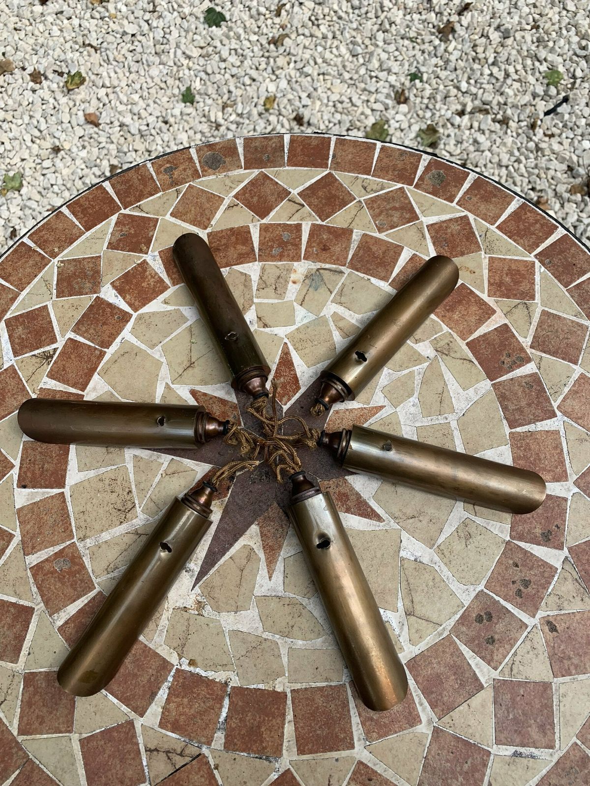 A Rare Set Of Six Original Art Deco Wall Lights/Sconces Trench Art ‘Bullet Lights’ In Solid Brass 35 Cal Shell Casings photo Lighting