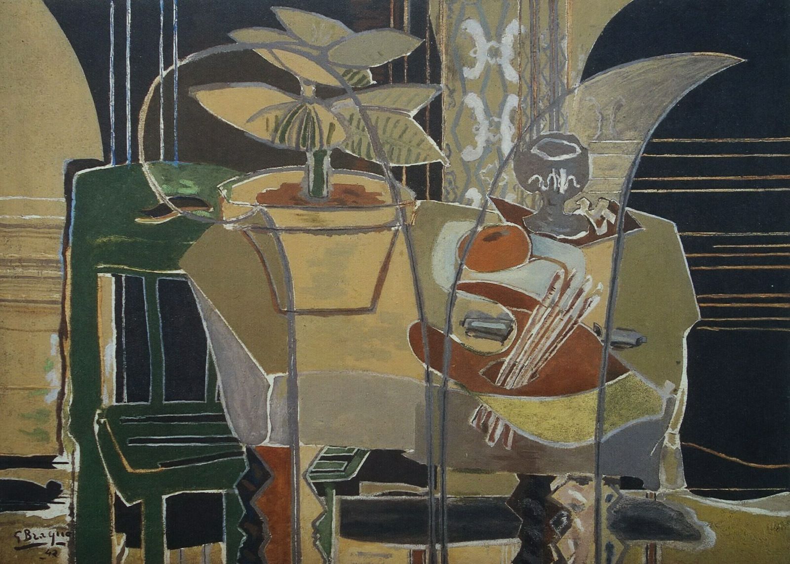 Fine Cubist Limited Edition Print – Still Life, Georges Braque, Signed & Numbered photo furniture