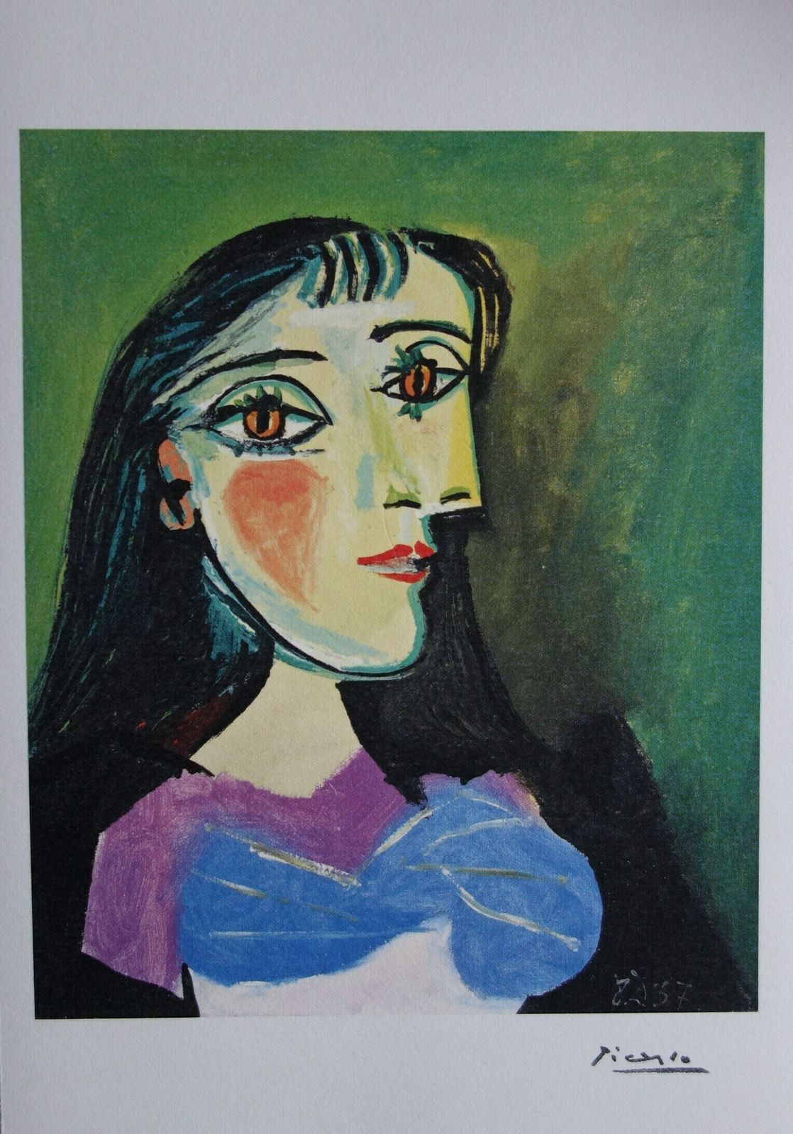 Fine Cubist Edition Print   Portrait Of A Woman, Pablo Picasso, Signed & Stamped photo vintage