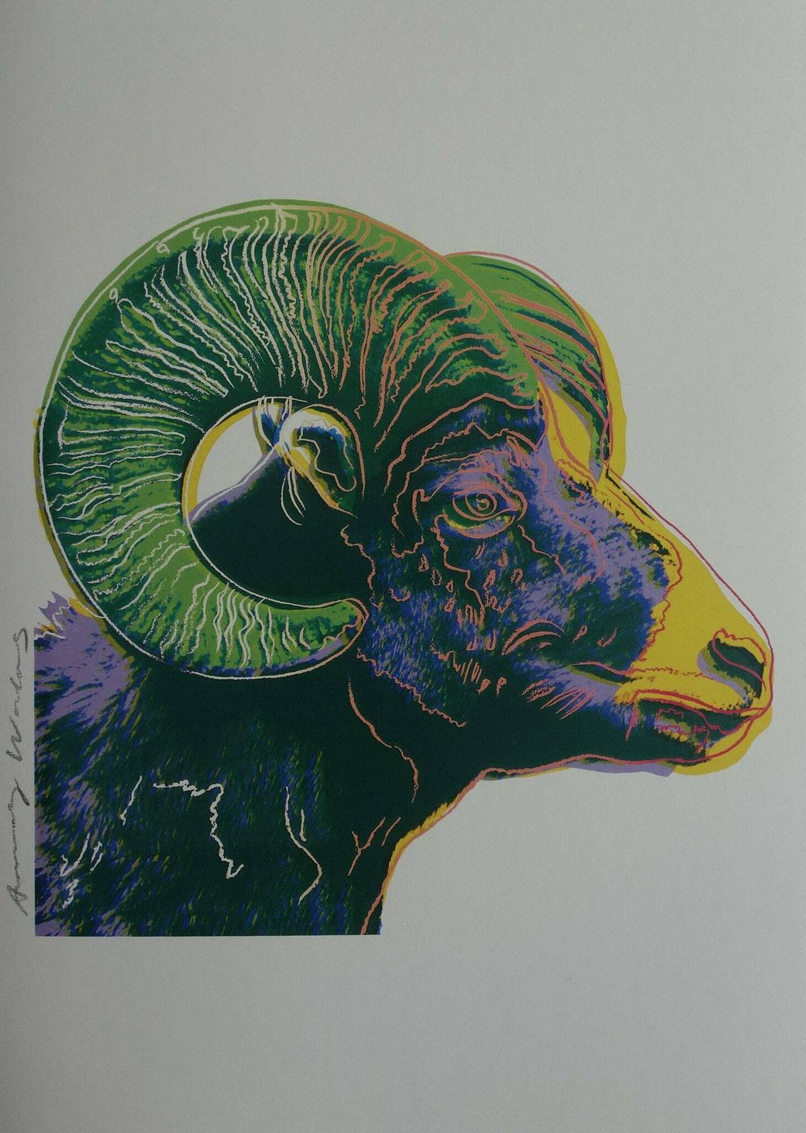 Fine Pop Art Limited Edition Print   Animal Series   Bighorn Ram, Andy Warhol, Signed & Numbered