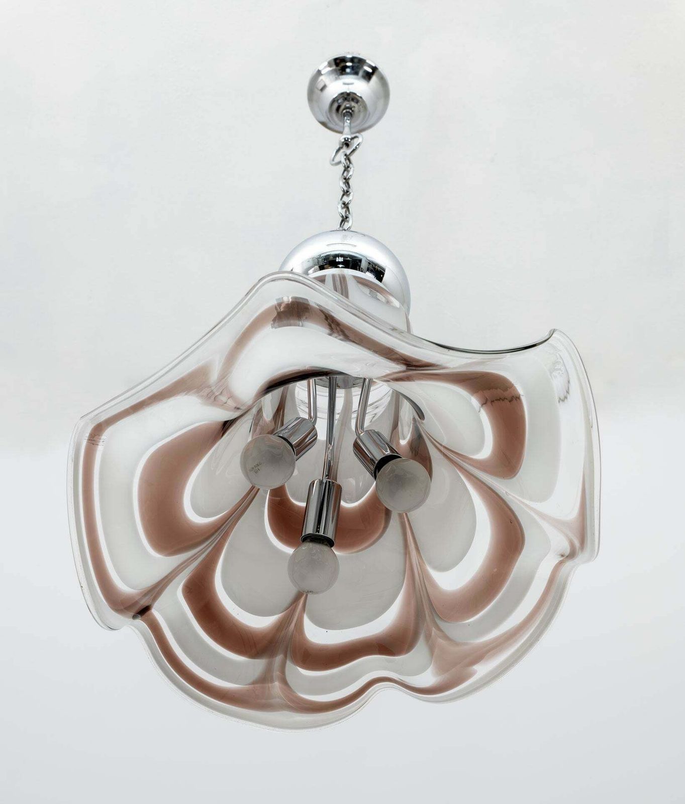 Avmazzega Mid Century Modern Italian Murano Glass And Steel Pendant, 1970s photo 1244.0