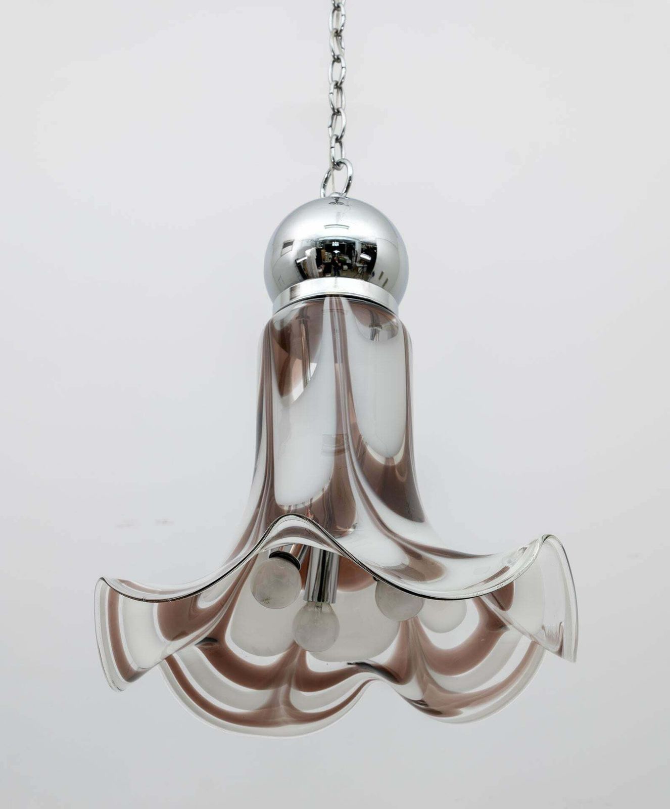 Avmazzega Mid Century Modern Italian Murano Glass And Steel Pendant, 1970s photo buy