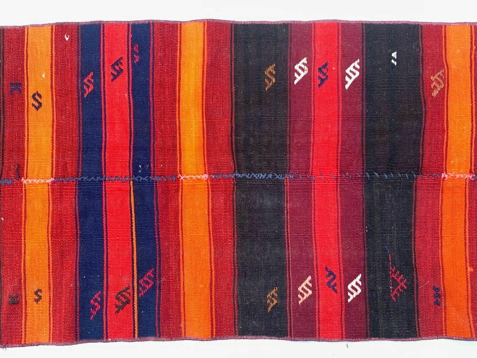 Old Turkish Narrow Kilim Runner 274x61 Cm Shabby Chic, Vintage Kelim photo vintage