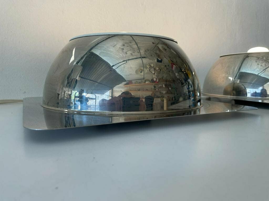 photo furniture Rare Space Age Pair Of Chrome Sconces Or Ceiling Lamps By Reggiani, 1970s, Italy