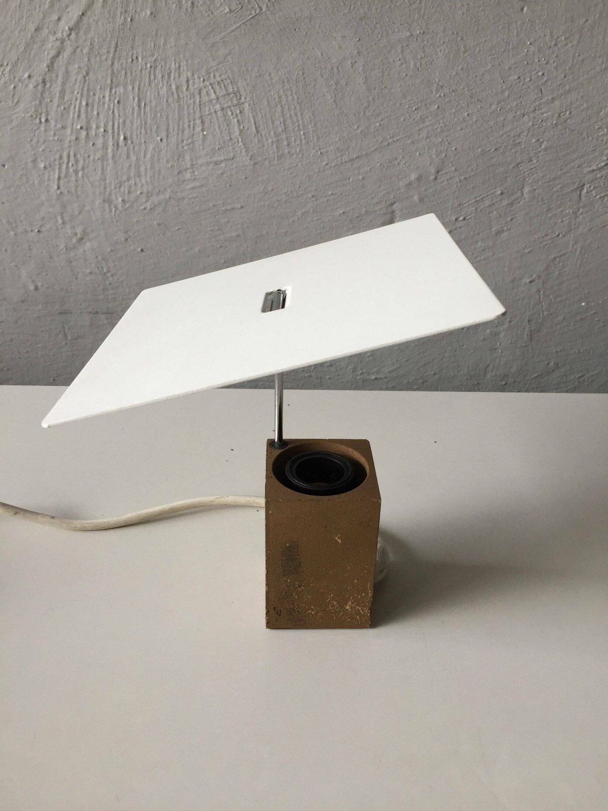 Arteluce Italy Model 610 Table Lamp   Stone Base   Metal Square Lampshade   70s Italian Design By Antonio Macchi Cassia photo furniture