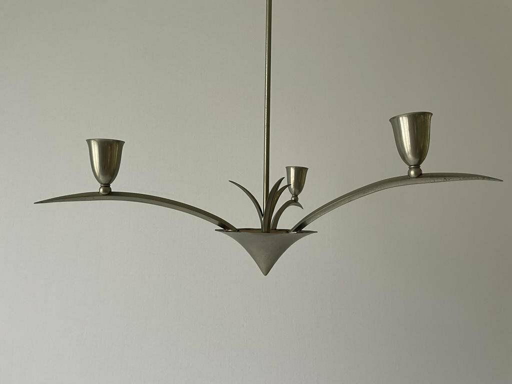 Unusual Arc Shaped 3 Armed Sputnik Chandelier, 40s/50s, France photo Lighting