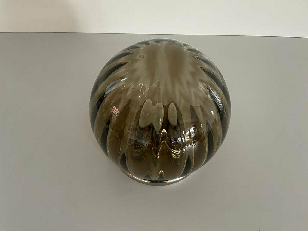 N Leuchten Wonderful Chrome And Smoked Glass Flush Mount Light, 1960s, Germany photo Lighting