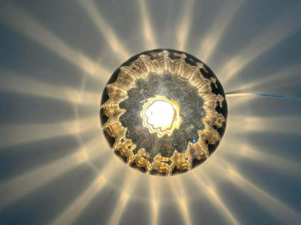 photo furniture N Leuchten Wonderful Chrome And Smoked Glass Flush Mount Light, 1960s, Germany