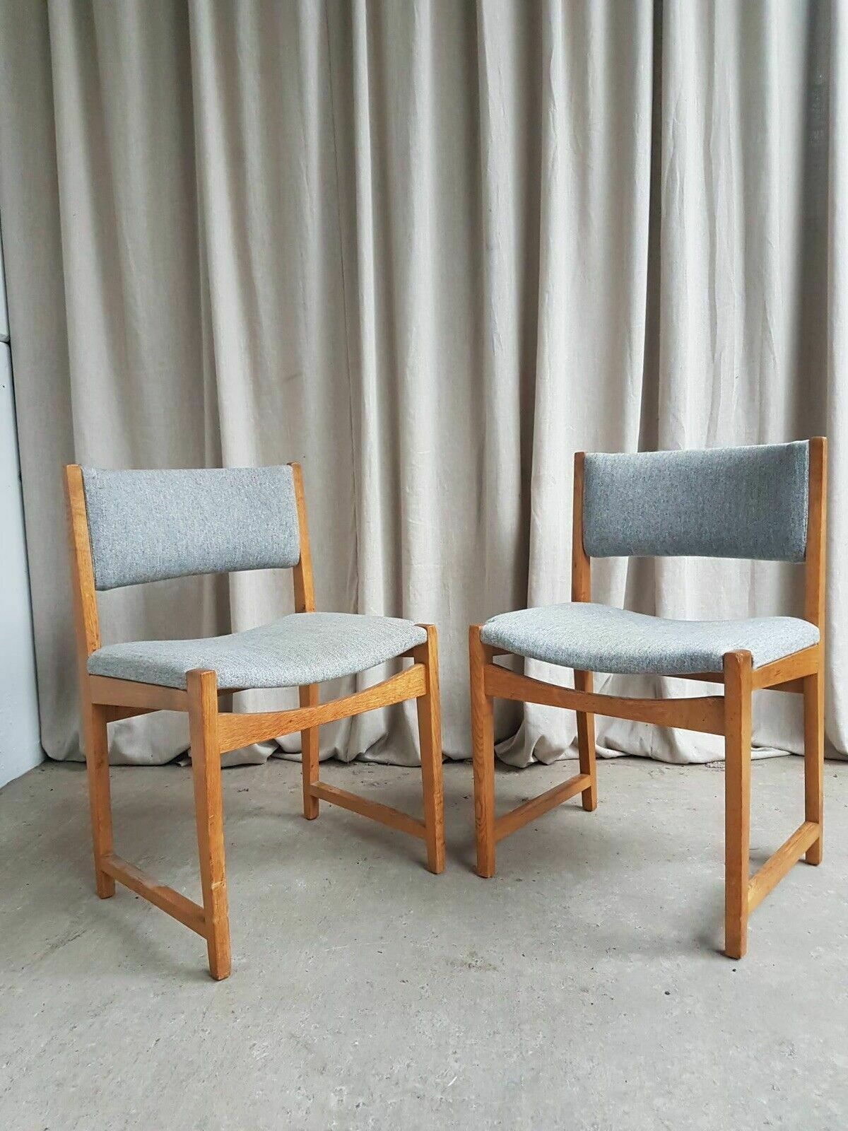 Vtg Mid Century Set 2 Danish Oak Dining Chairs By Peter Hvidt Scandi Retro