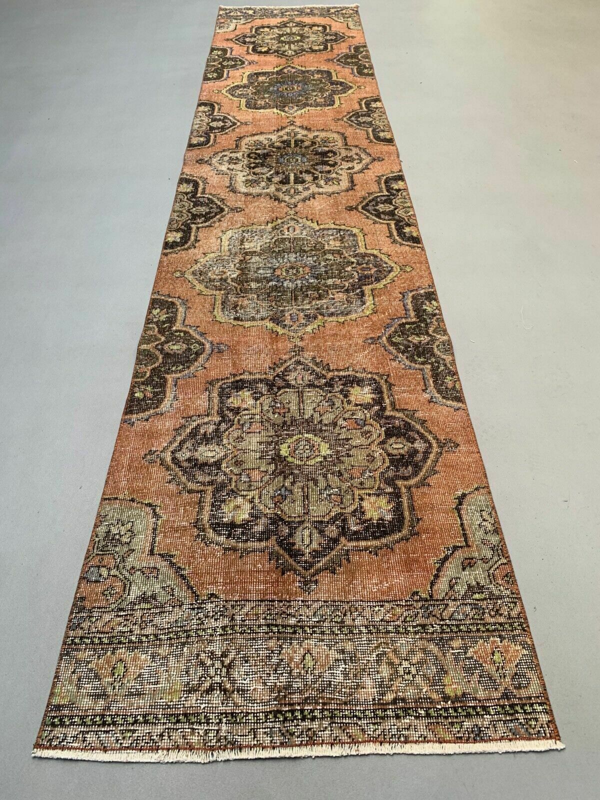 Distressed Turkish Runner  Wool Vintage Tribal Rug photo furniture