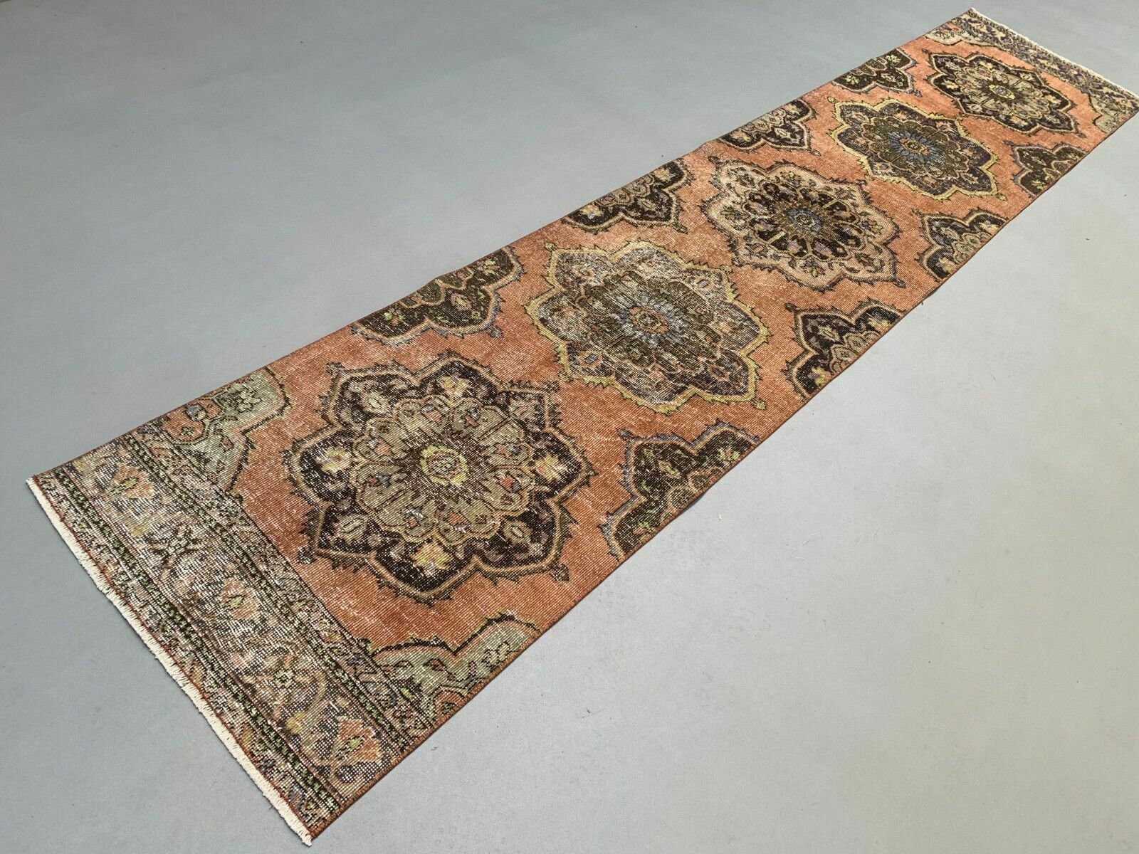 Distressed Turkish Runner  Wool Vintage Tribal Rug photo for sale