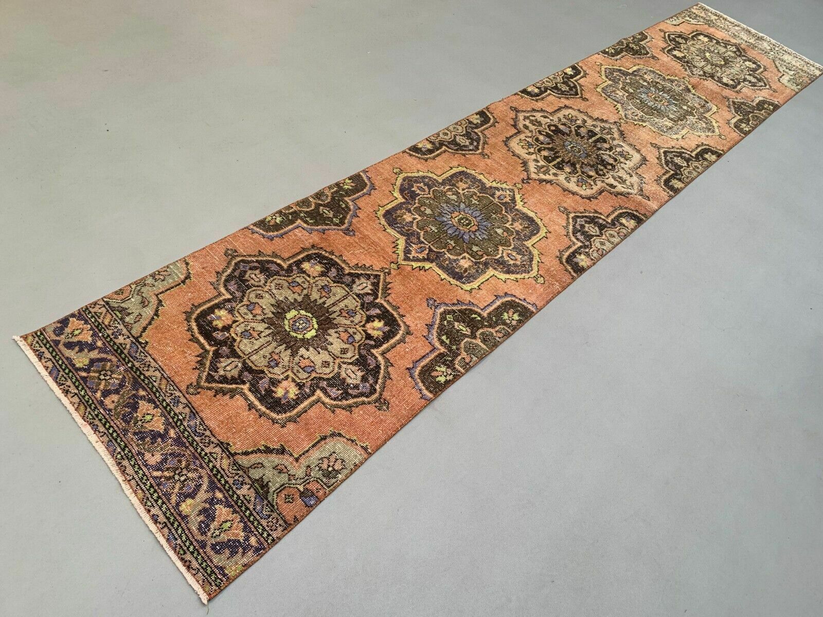 Distressed Turkish Runner  Wool Vintage Tribal Rug photo Textiles