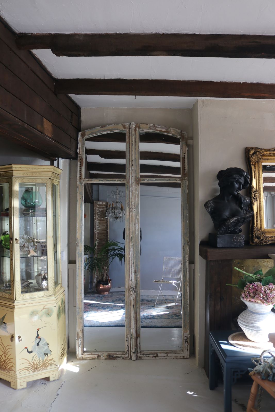 Huge Floor Standing Antique French Mirrors 232cm High X 110cm W Chateau Door Frame Mirrors Arched Top photo buy