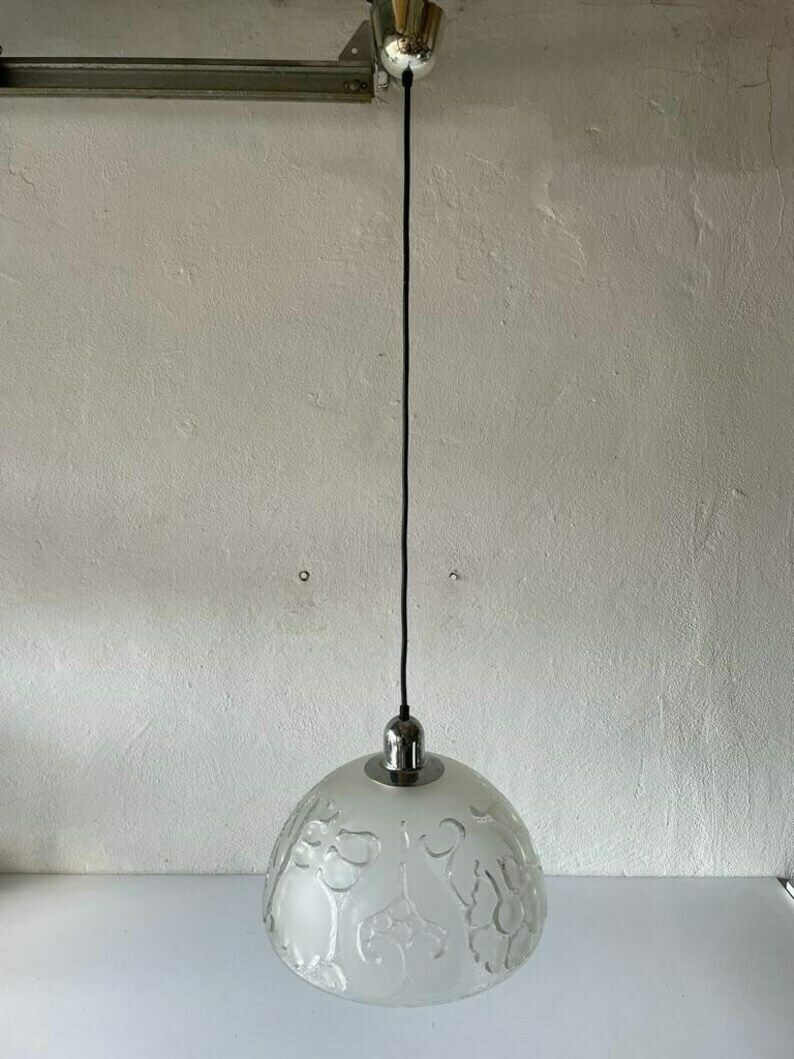 Peill Und Putzler 3 Dimensional Artwork On Heavy Glass Rare Ceiling Lamp, 1970s, Germany photo for sale