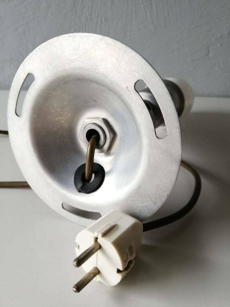 Very Rare Chrome Philips Table Lamp   Adjustable Head   Available To Hang On Wall   Industrial Desk Light   60s Germany photo vinterior