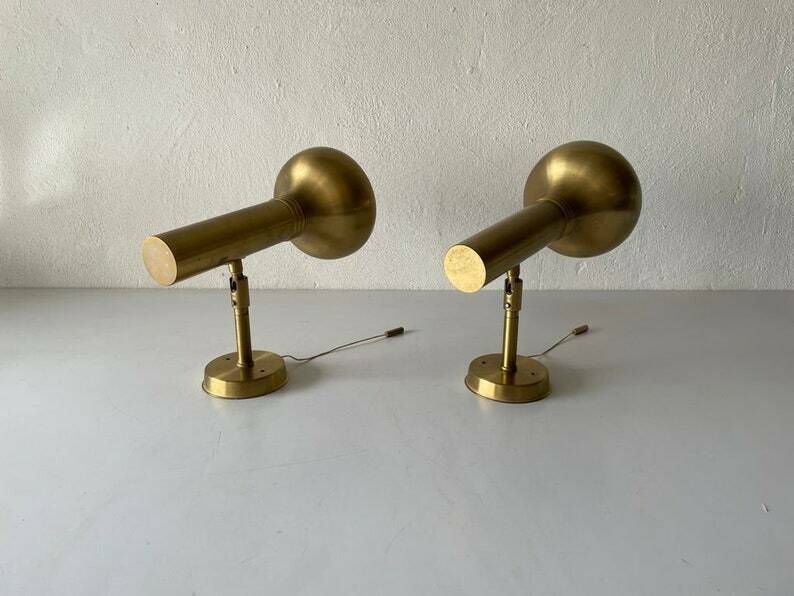 Rare Space Age Gold Metal Pair Of Sconces By Cosack, 1970s, Germany photo Lighting