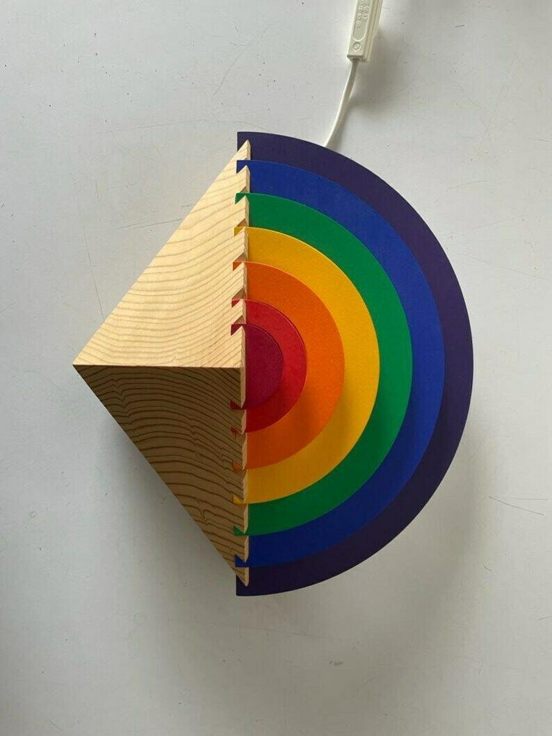 Rainbow Design Wood Night Lamp By Kiener Zürich, In Style Of Memphis Group, 1980s, Switzerland photo furniture