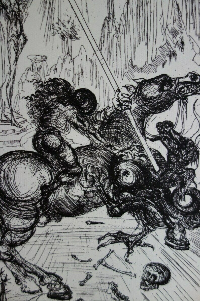 Fine Surrealist Limited Edition Print, Horse Rider, Salvador Dali, Signed & Numbered In Pencil photo for sale