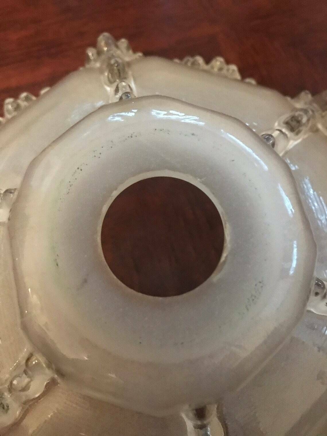 Signed French Art Deco Original Ezan Frosted Glass ‘Icicles ‘ Light/Lamp Shade photo vinterior