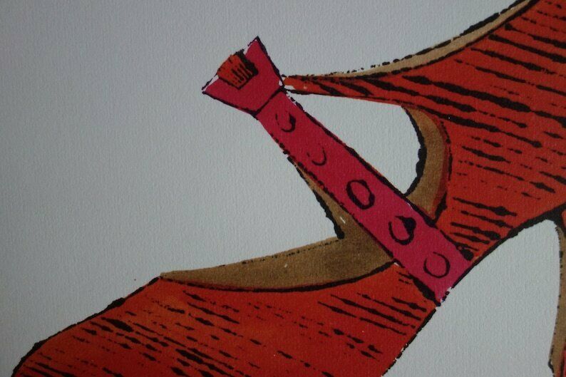 Fine Pop Art Limited Edition Illustration Print   Shoe, Andy Warhol, Signed & Stamped With Estate Stamp photo furniture