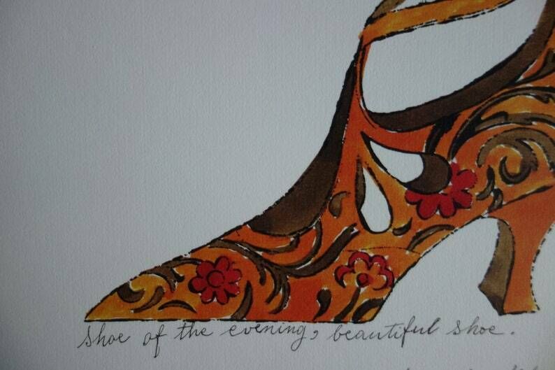 Fine Pop Art Limited Edition Illustration Print   Shoe, Andy Warhol, Signed & Stamped With Estate Stamp photo for sale