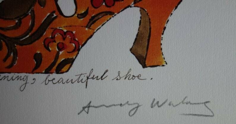 Fine Pop Art Limited Edition Illustration Print   Shoe, Andy Warhol, Signed & Stamped With Estate Stamp photo 251.0