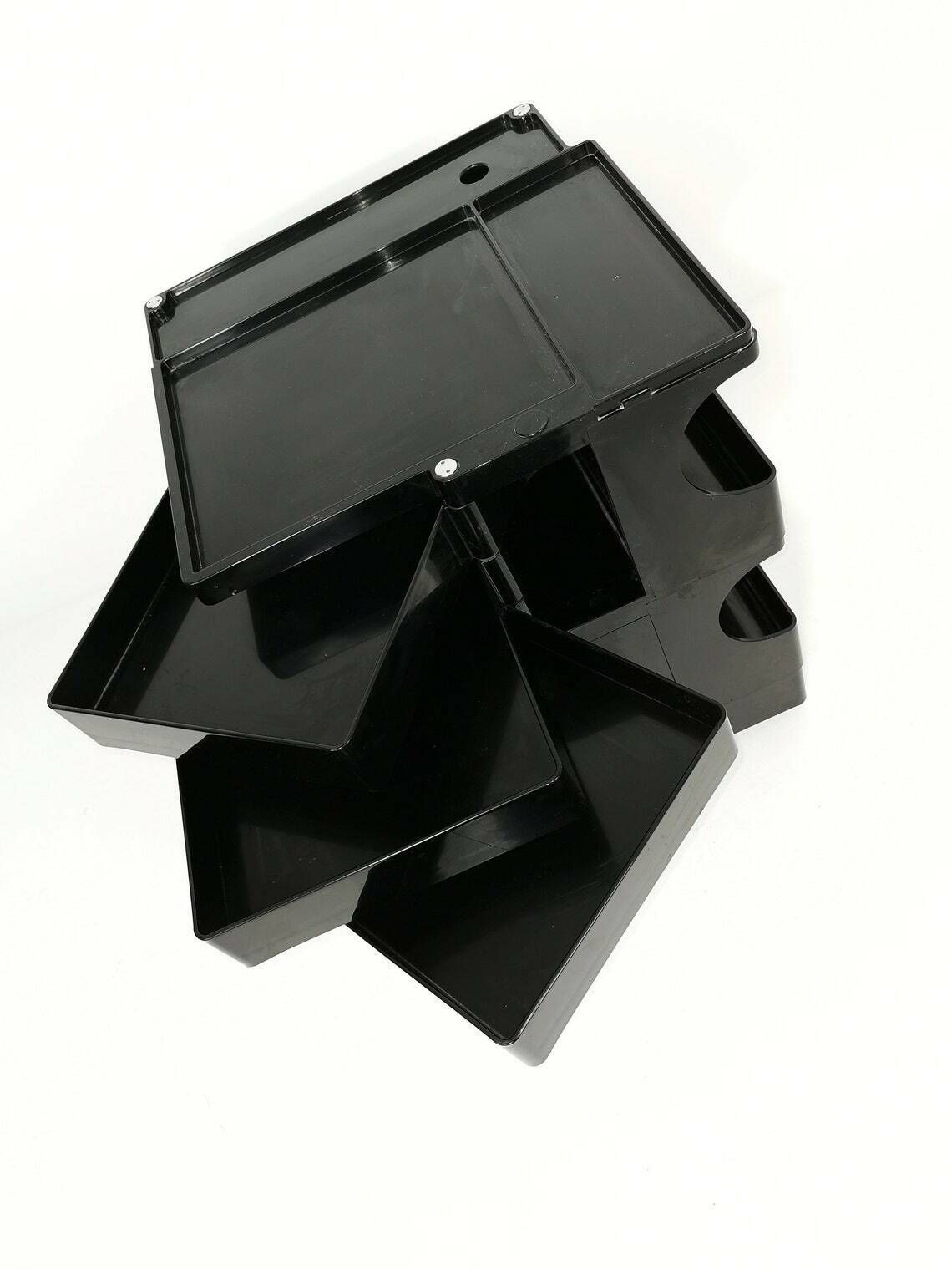 Space Age Black Boby Storage Trolley By Joe Colombo For Bieffeplast Italy 1970s photo vinterior