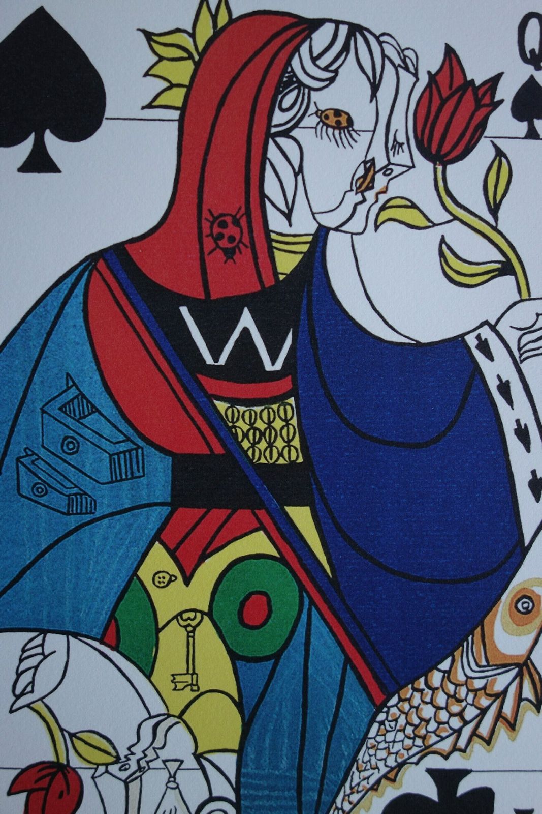 Fine Surrealist Limited Edition Print, Surreal Playing Cards   Queen   Spades, Salvador Dali, Signed & Numbered In Pencil photo furniture