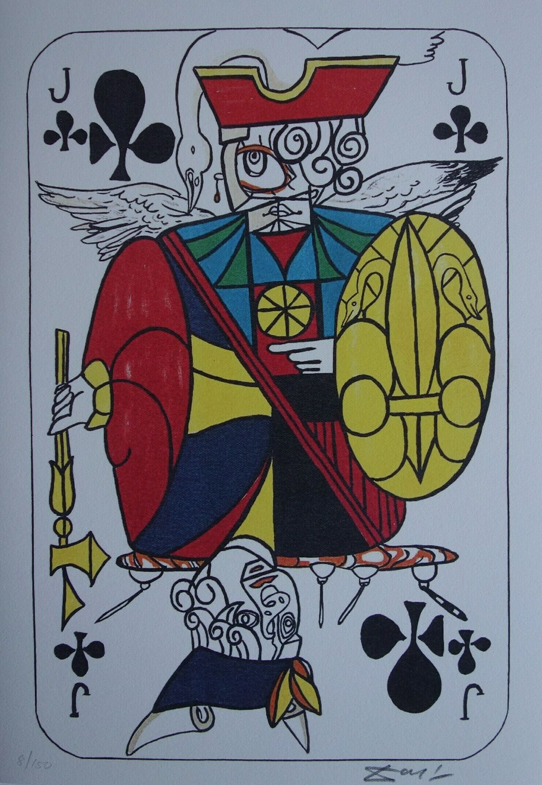 Fine Surrealist Limited Edition Print, Surreal Playing Cards   Jack   Clubs, Salvador Dali, Signed & Numbered In Pencil photo vinterior
