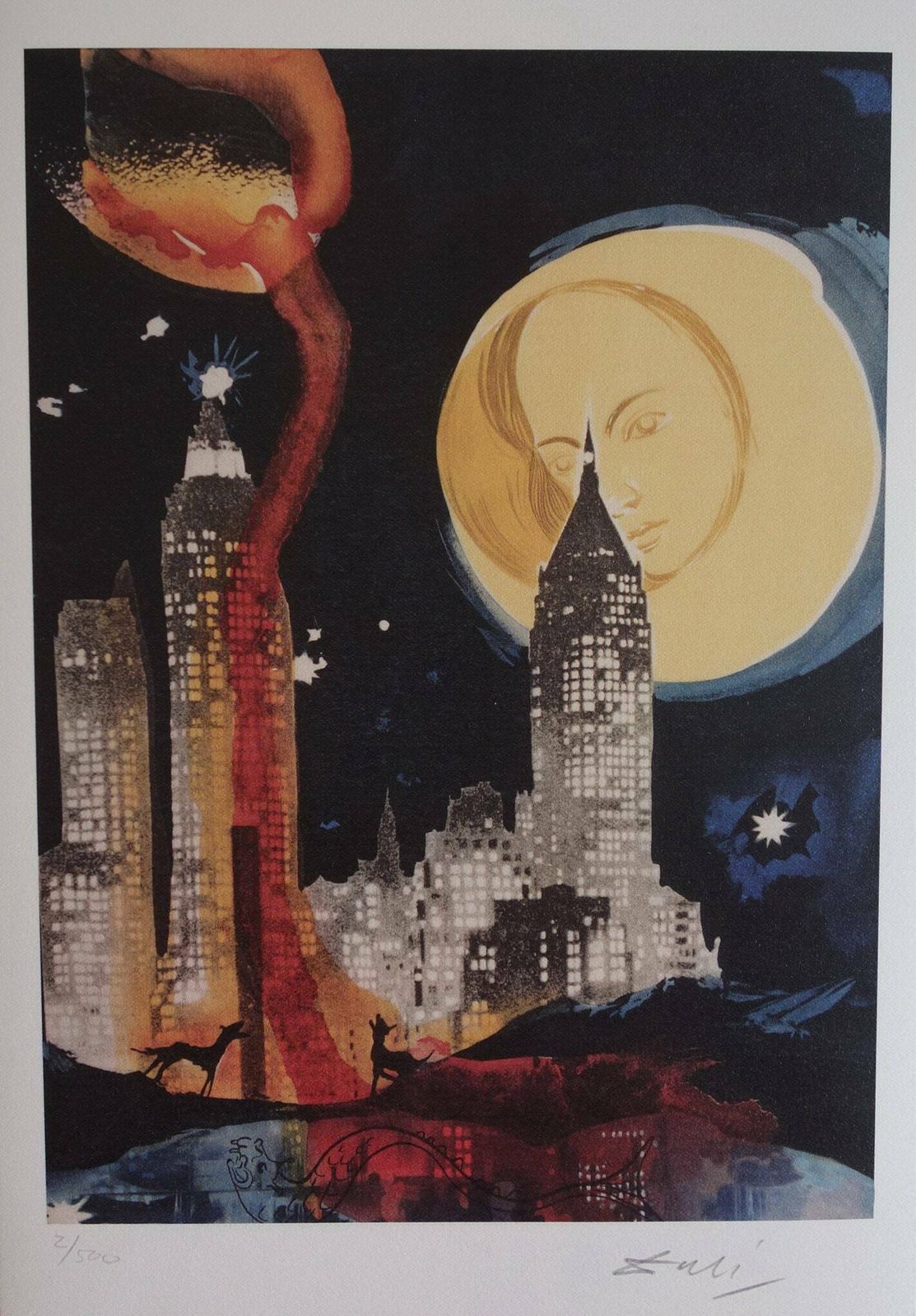 Fine Surrealist Limited Edition Print, New York Skyline, Salvador Dali, Signed & Numbered In Pencil