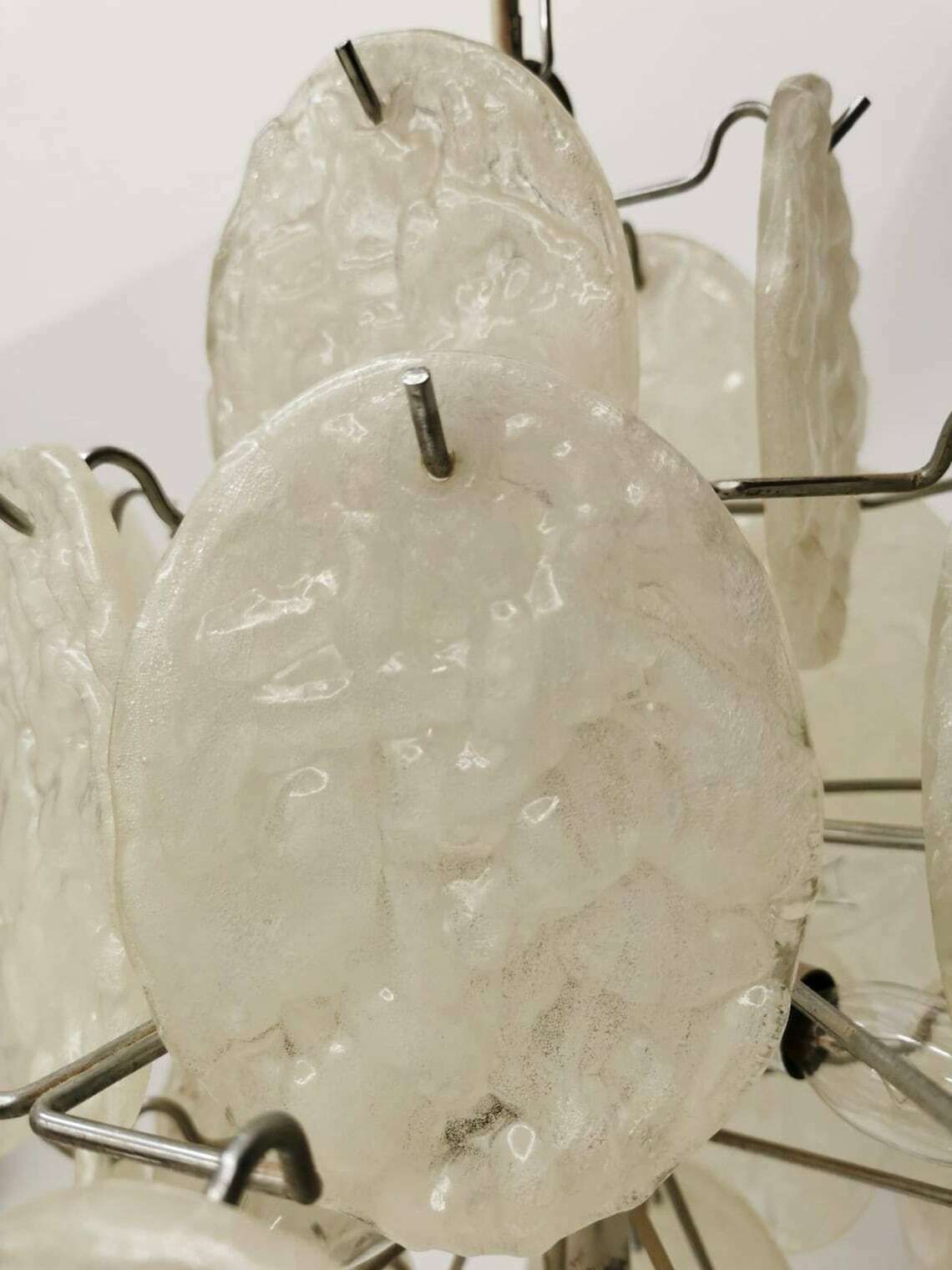 Gelo Italian Lucite Chandelier Sculptural Textured Discs   Ice Glass 1960s photo buy