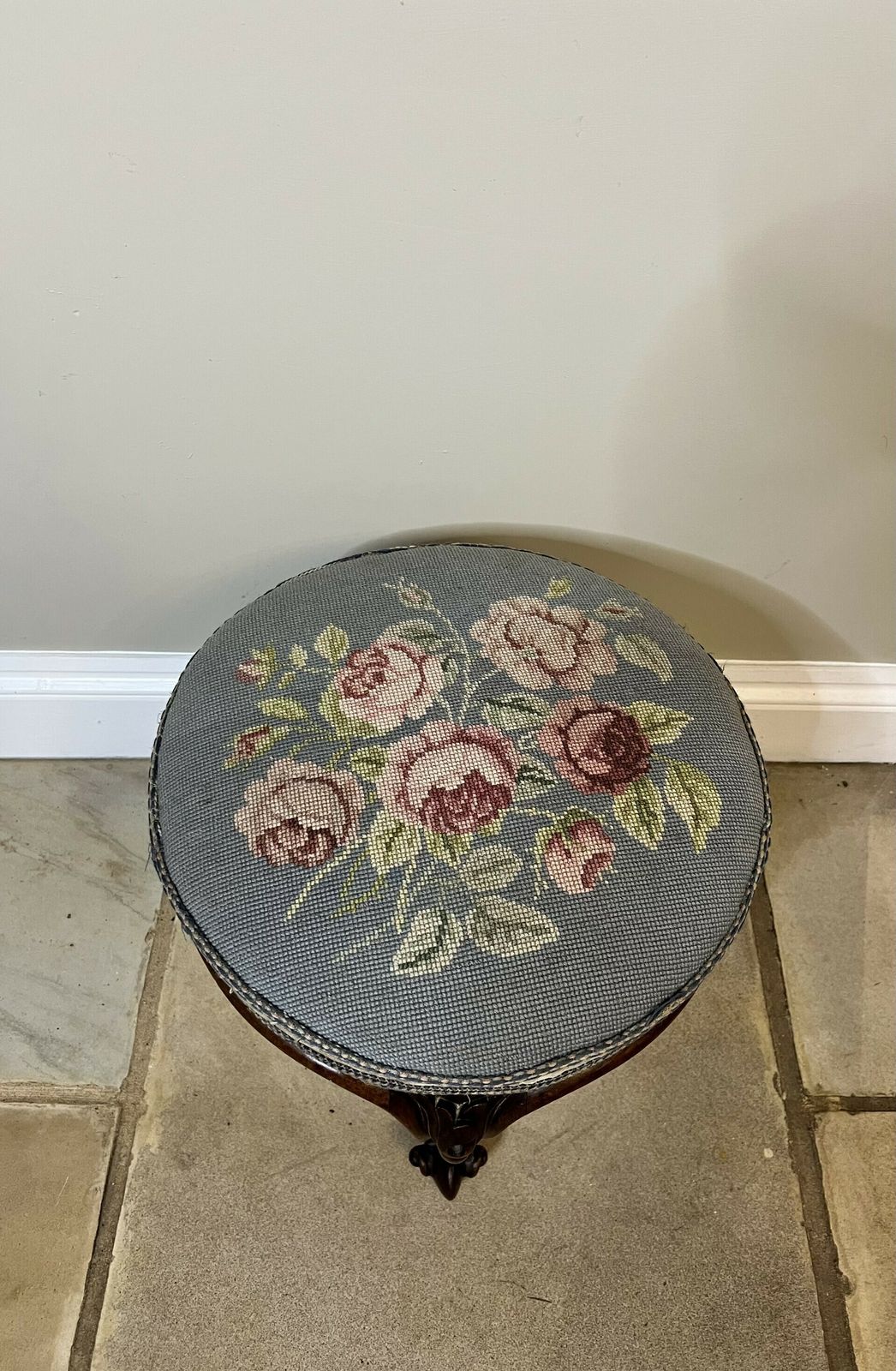 Victorian Quality Carved Walnut Stool photo furniture