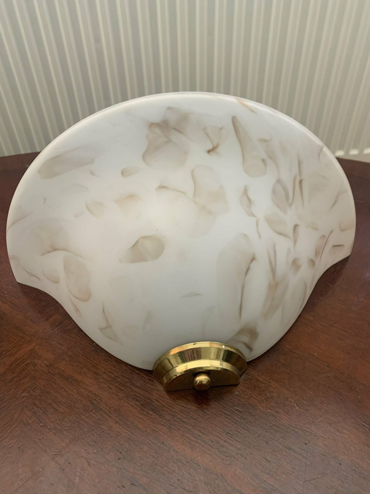 A Classy Vintage Pair Of Art Deco Style Cased Glass Odeon Wall Lights/Sconces White Marbled Effect photo 225.0