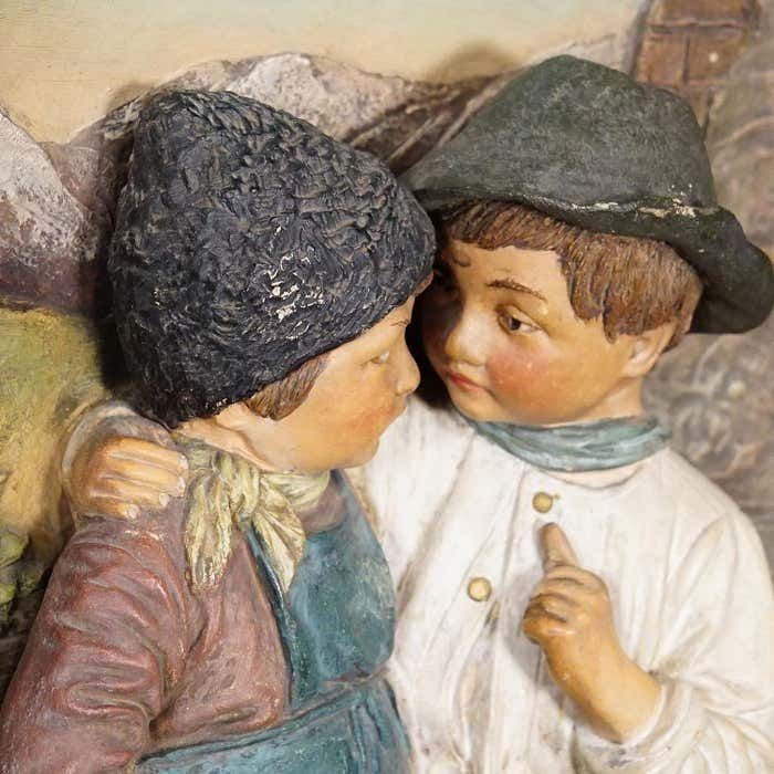 Terracotta Wall Plate With Lovely Children In Traditional Costumes By Johann Mar photo buy