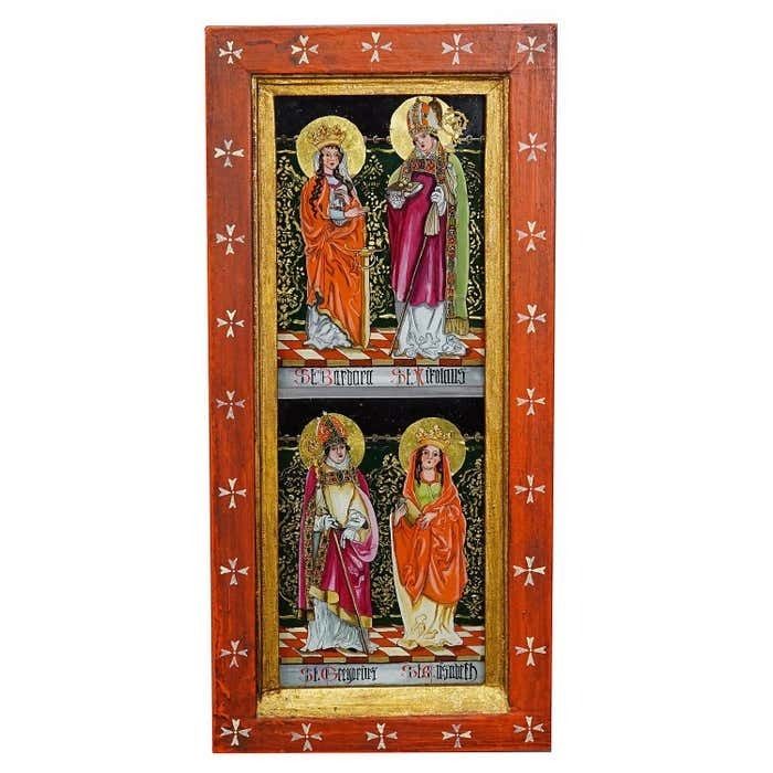 Antique Oil Painting With Four Saints, Germany Ca. 1920s photo furniture