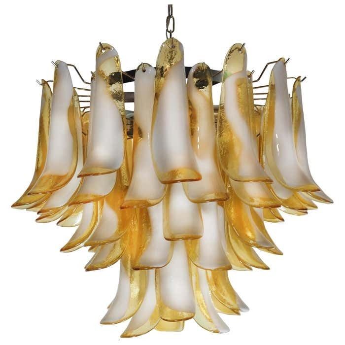 Italian Caramello Petal Chandelier, Murano