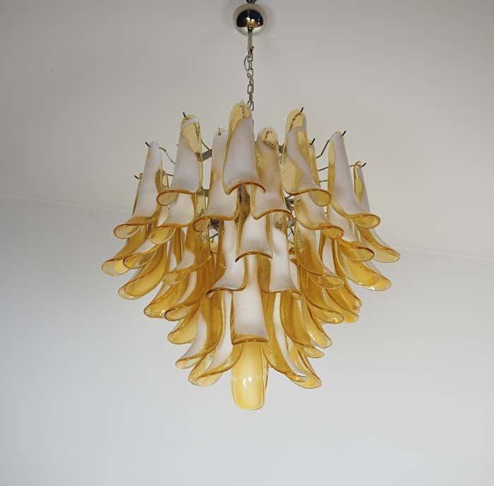 Italian Caramello Petal Chandelier, Murano photo for sale