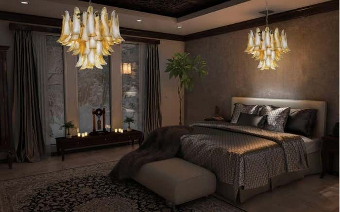 photo furniture Italian Caramello Petal Chandelier, Murano